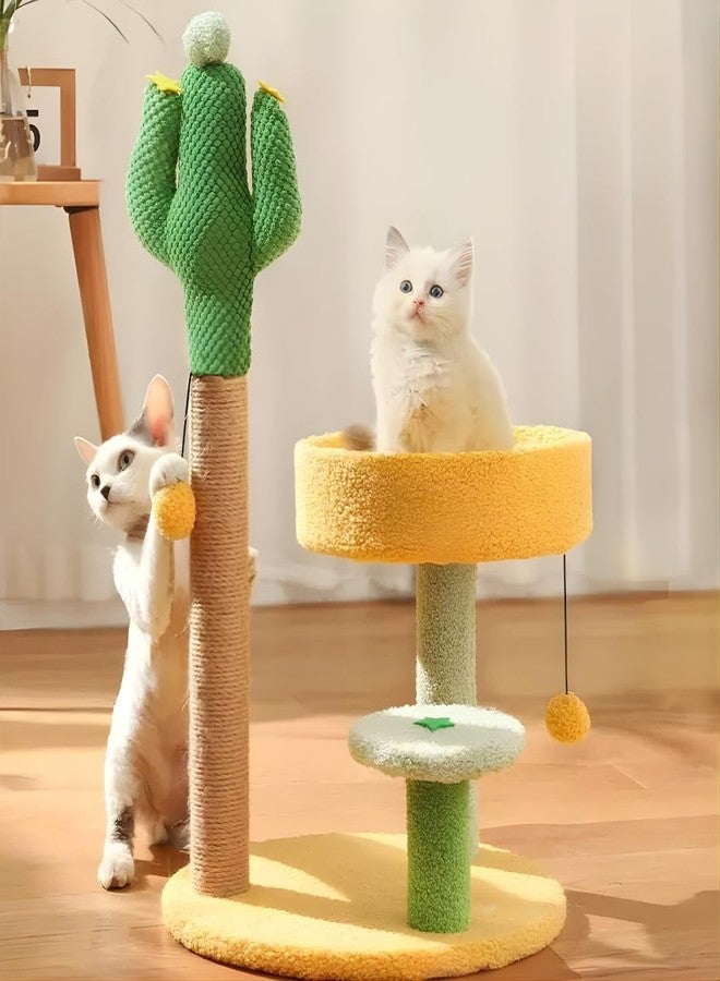 VAYINATO Cactus Model 3-in-1 Cat Scratching Post with Bed, Indoor Cat House & Climbing Post, Eco-Friendly Natural Material, Washable & Vacuum-Cleanable Cat Furniture for Kittens & Cats | 65 * 40 cm - Image 1